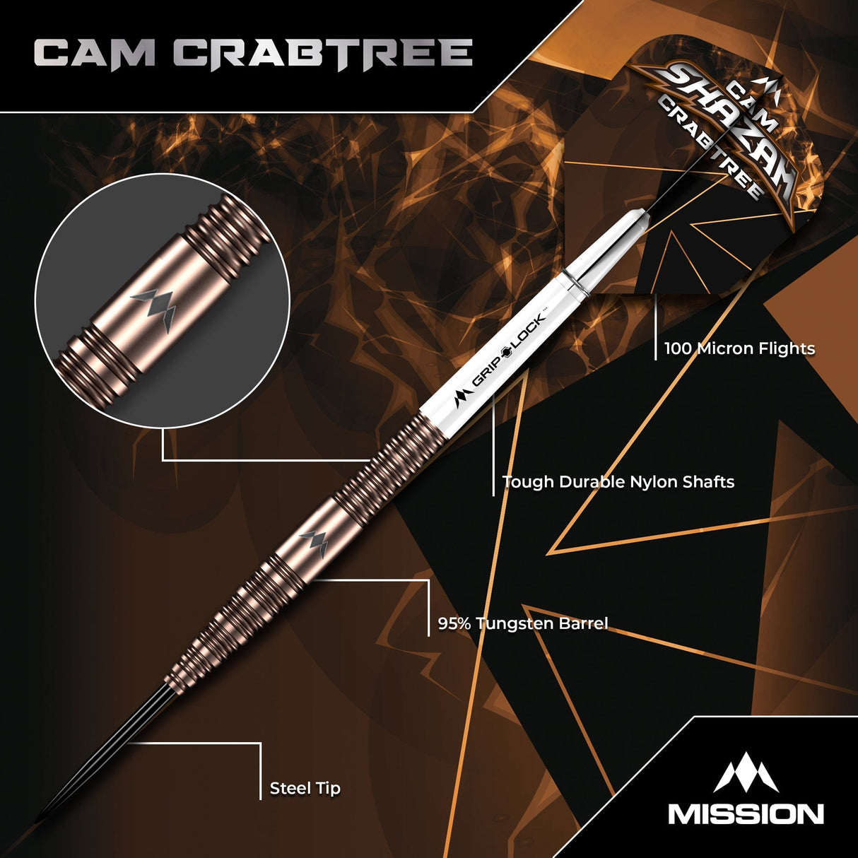 Mission Cam Crabtree Darts - Steel Tip  95% Tungsten - V2 - view 2