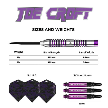 Mission Joe Croft Darts - Steel Tip - 95% Tungsten - Silver & Purple Electro - view 4
