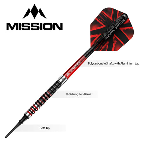 Mission Darryl Fitton Darts - Soft Tip - Electro Black & Red - The Dazzler - 18g - view 4