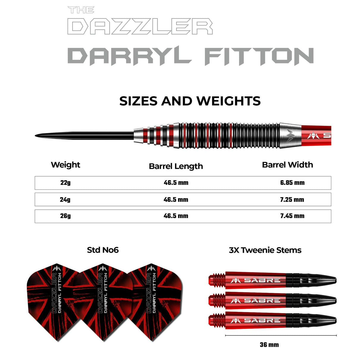 Mission Darryl Fitton Darts - Steel Tip - Electro Black & Red - The Dazzler - view 3
