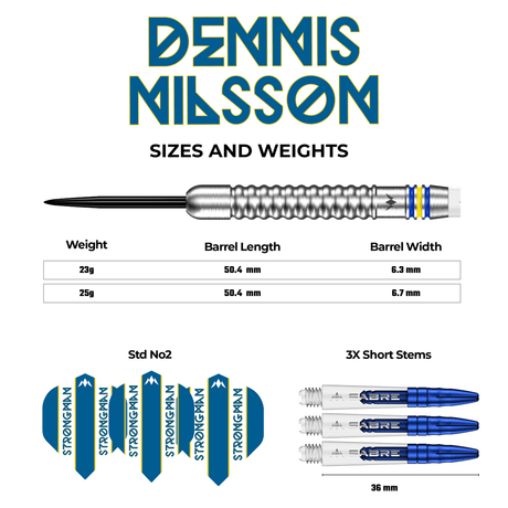*Mission Dennis Nilsson Darts - Steel Tip - 95% Tungsten - Silver - view 4