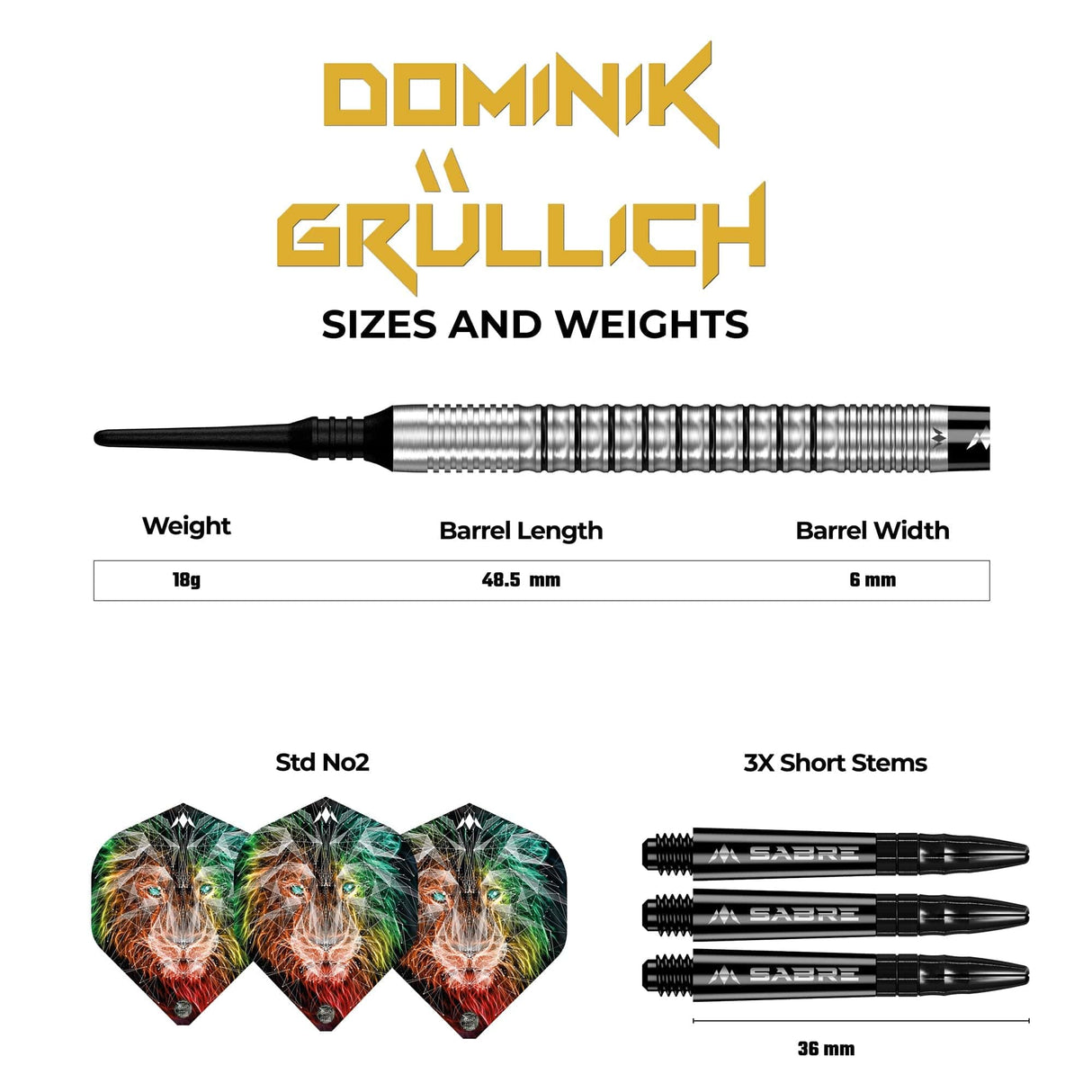 Mission Dominik Grüllich Darts - Soft Tip - 95% Tungsten - Silver-Black Rings - view 4