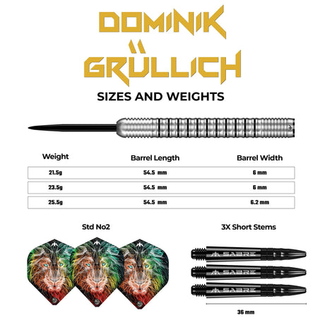 Mission Dominik Grüllich Darts - Steel Tip - 95% Tungsten - Silver-Black Rings - view 4