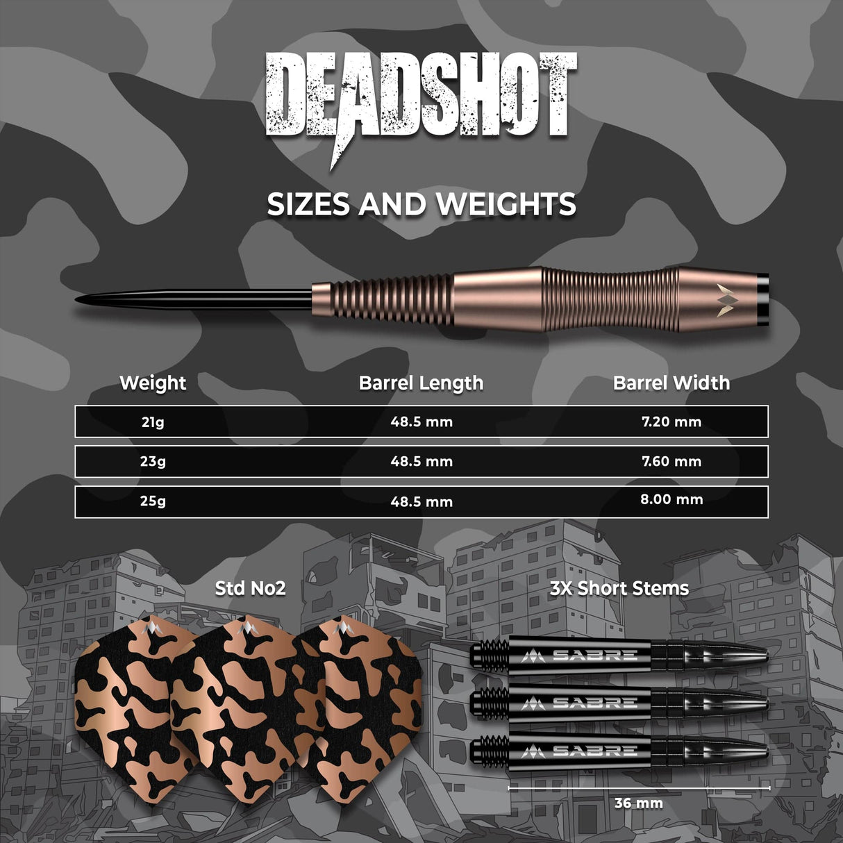 Mission Dead Shot Darts - Steel Tip - 95% Tungsten - Bronze - view 5