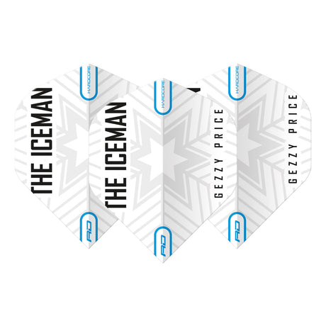 Hardcore Gerwyn Price White & Grey Snowflake Logo Standard Dart Flights by Red Dragon - view 2