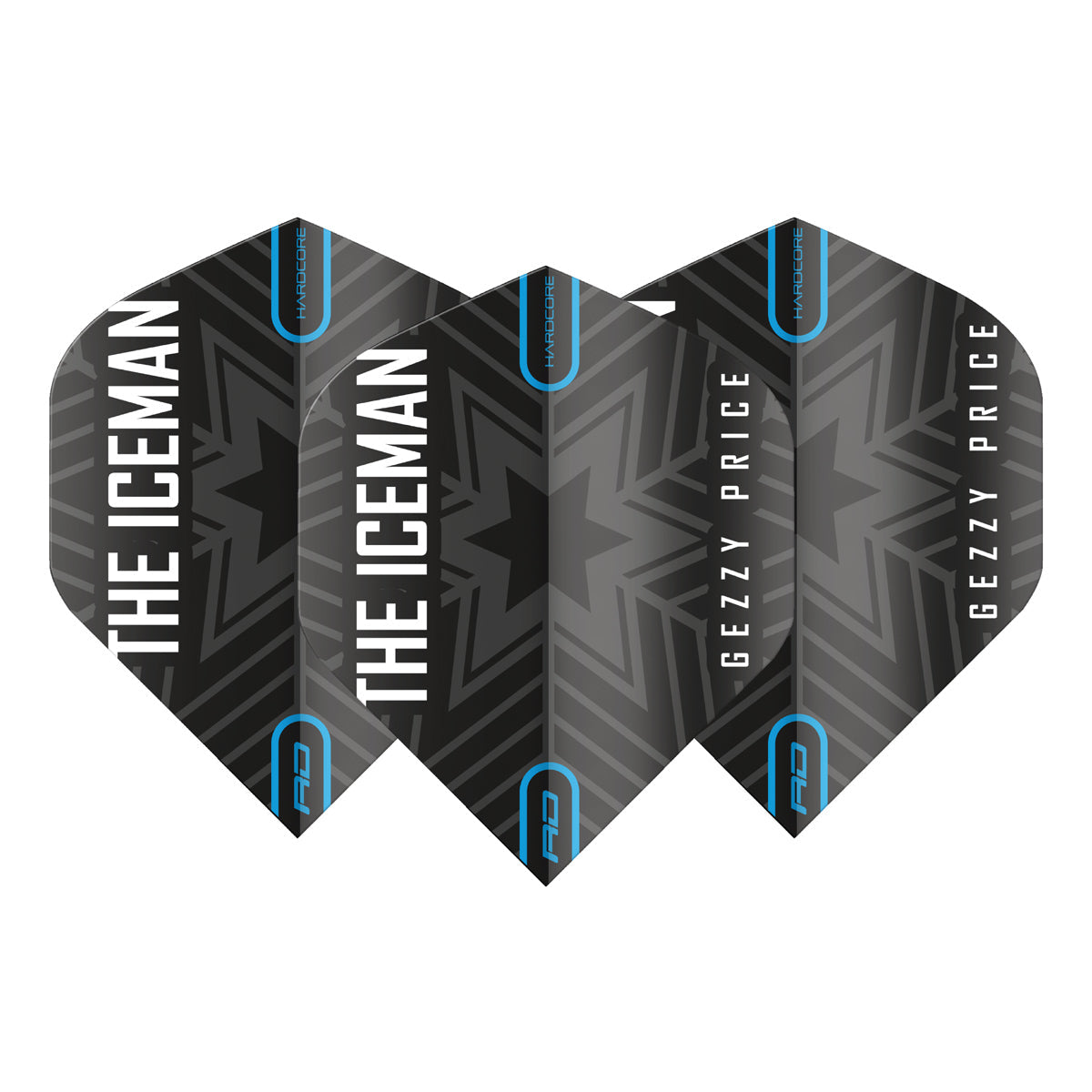 Hardcore Gerwyn Price Black & Grey Snowflake Logo Standard Dart Flights by Red Dragon - view 2