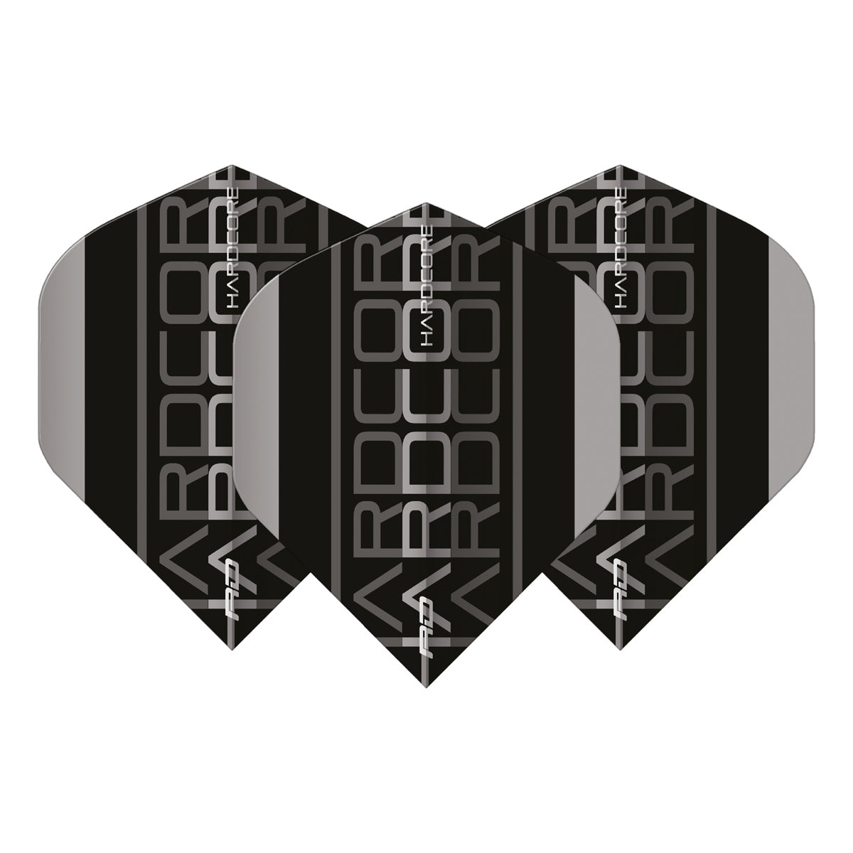 Hardcore XT Grey and Black Triple Standard Dart Flights by Red Dragon - view 2