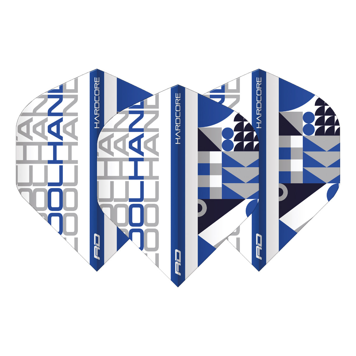 Hardcore Cool Hand Stack White & Blue Standard Dart Flights by Red Dragon - view 2