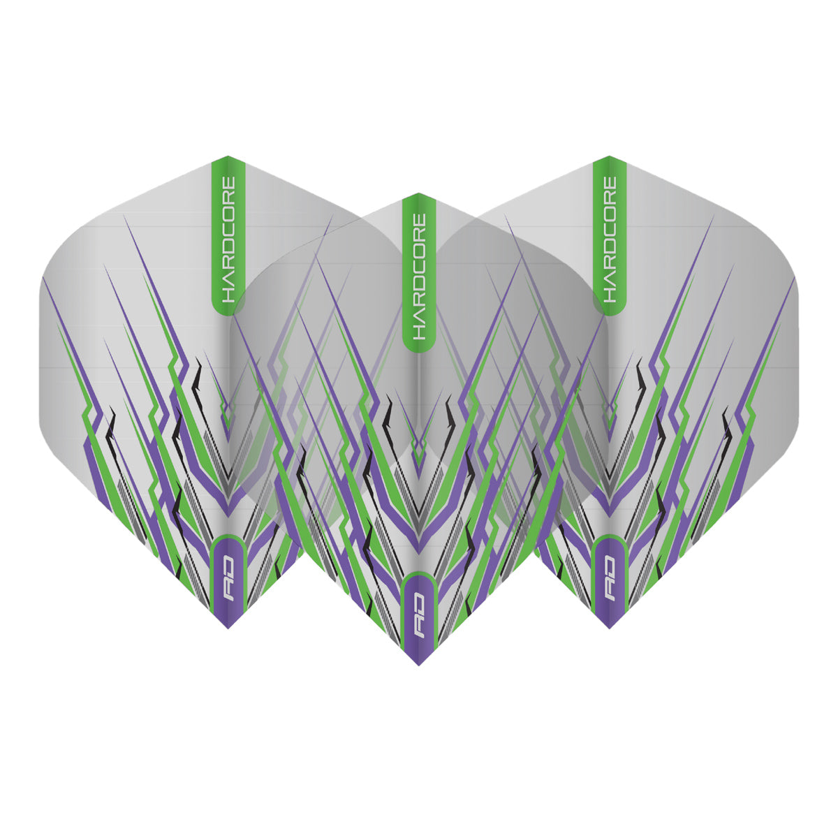Hardcore Snakebite Purple & Green Mohawk Standard Dart Flights by Red Dragon - view 2