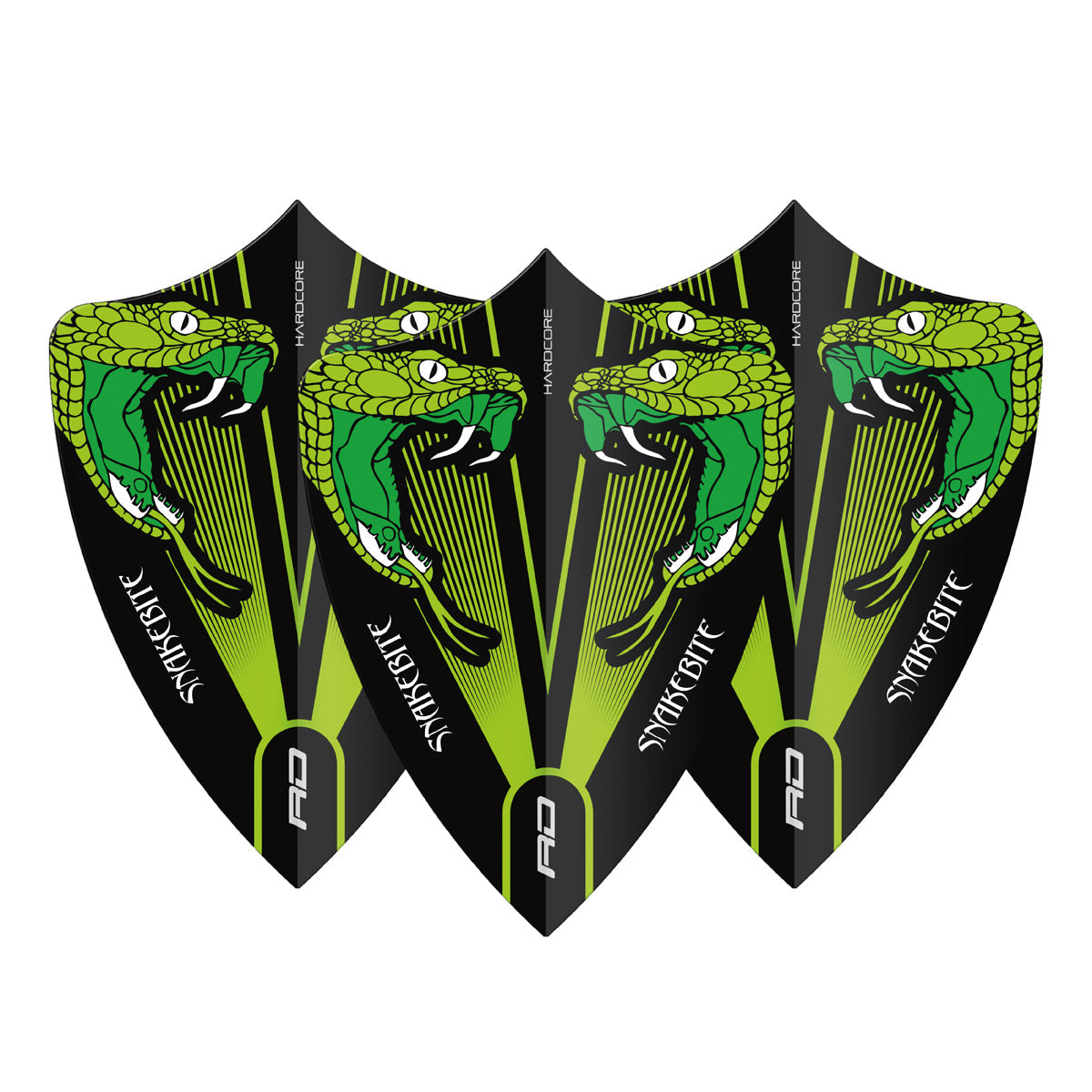 Hardcore Snakebite Green Transparent Freestyle Dart Flights by Red Dragon - view 2