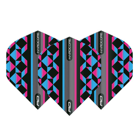 Hardcore Radical Pink, Blue & Black Geometric Standard Dart Flights by Red Dragon - view 2