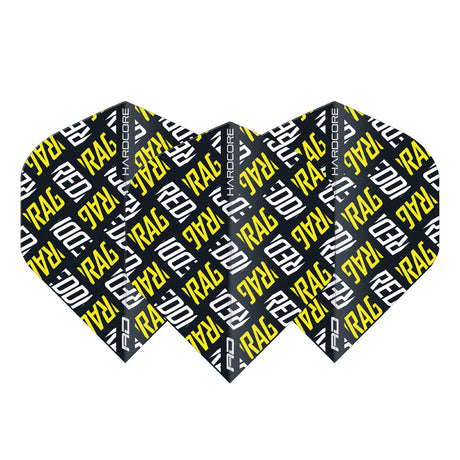 Hardcore XT Yellow and White Red Dragon Logo Standard Dart Flights by Red Dragon - view 2