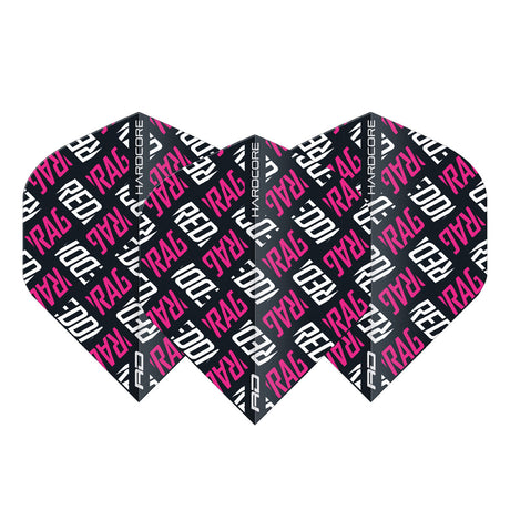 Hardcore XT Pink and White Red Dragon Logo Standard Dart Flights by Red Dragon - view 2