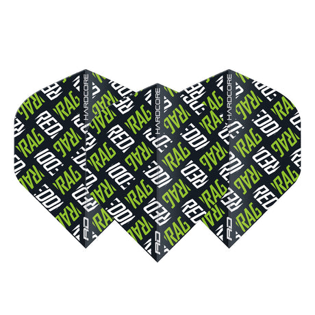 Hardcore XT Green and White Red Dragon Logo Standard Dart Flights by Red Dragon - view 2