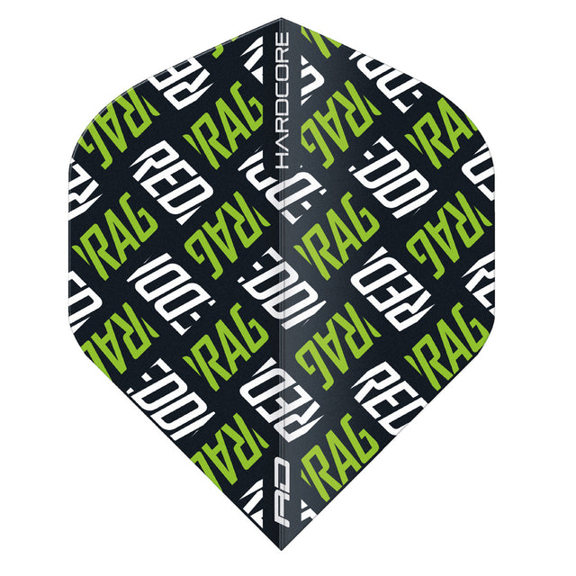 Hardcore XT Green and White Red Dragon Logo Standard Dart Flights by Red Dragon