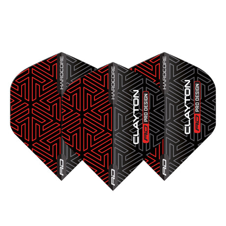 Hardcore Premium Jonny Clayton Red & Black Standard Dart Flights by Red Dragon - view 2