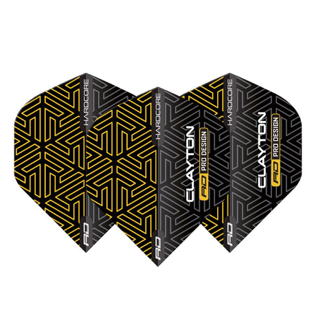 Hardcore Premium Jonny Clayton Gold & Black Standard Dart Flights by Red Dragon - view 2