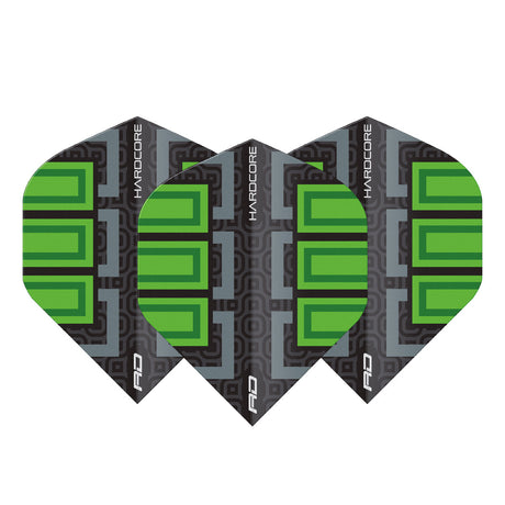 Hardcore Radical Black & Green Blocks Standard Dart Flights by Red Dragon - view 2