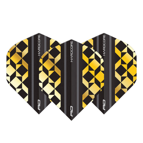Hardcore Premium Gold & Black Geometric Standard Dart Flights by Red Dragon - view 2
