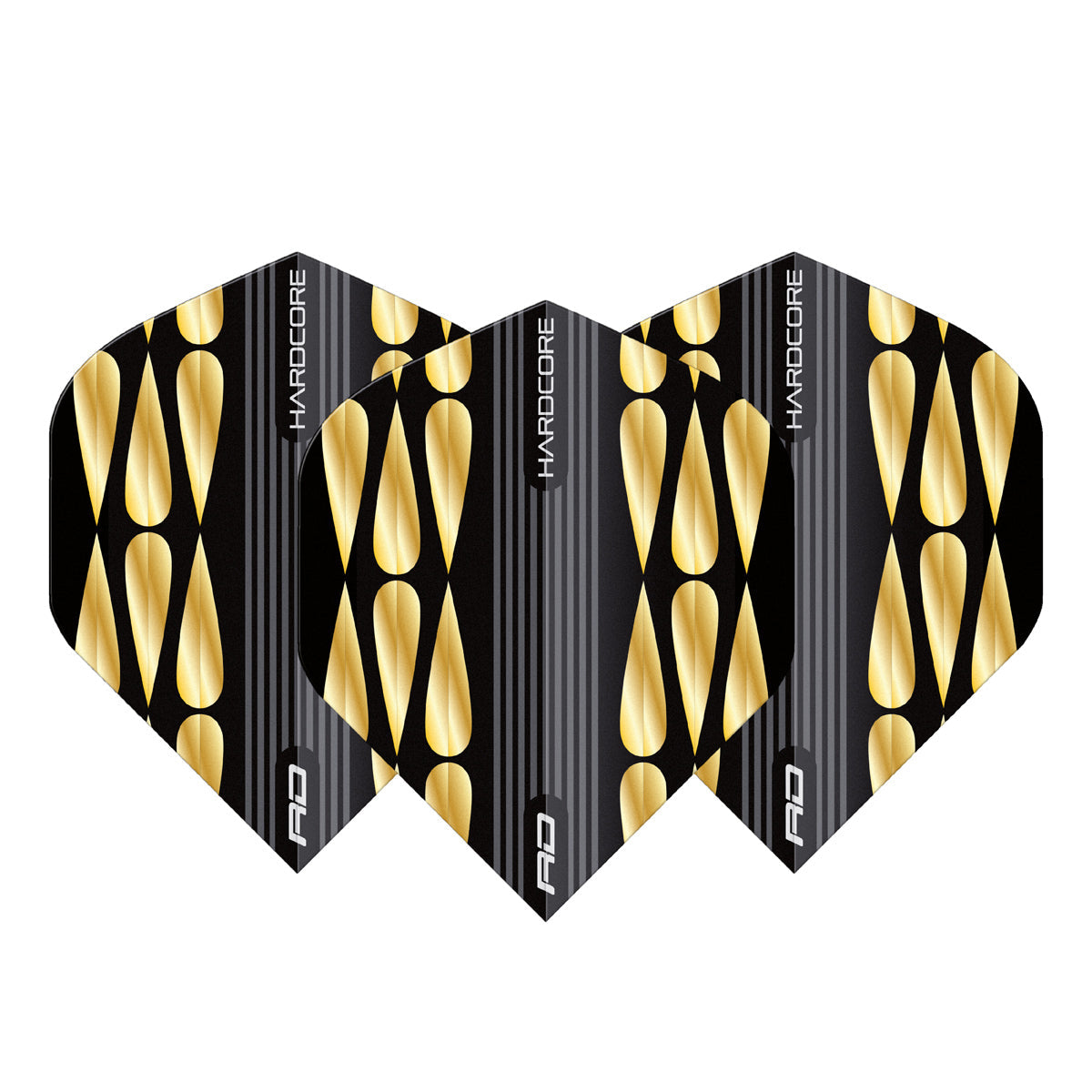 Hardcore Premium Gold & Black Teardrop Standard Dart Flights by Red Dragon - view 2