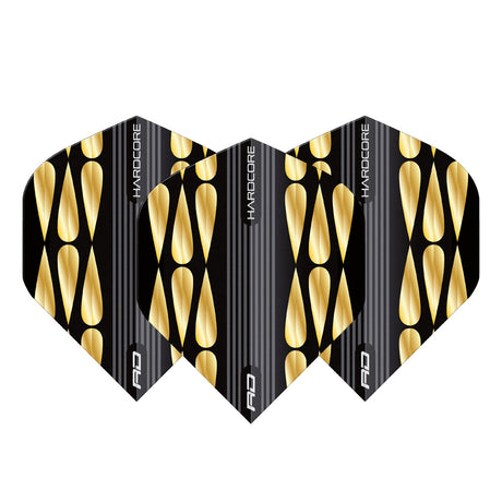 Hardcore Premium Gold & Black Teardrop Standard Dart Flights by Red Dragon - view 2
