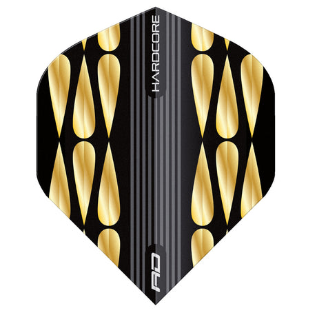 Hardcore Premium Gold & Black Teardrop Standard Dart Flights by Red Dragon