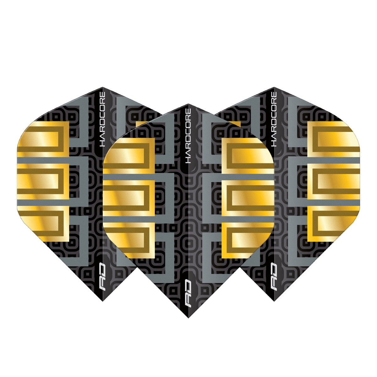 Hardcore Premium Gold & Black Block Standard Dart Flights by Red Dragon - view 2