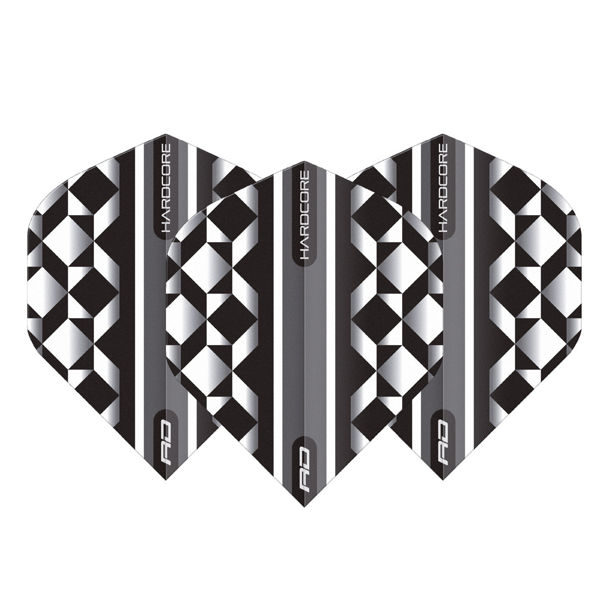 Hardcore Radical White & Black Geometric Standard Dart Flights by Red Dragon - view 2