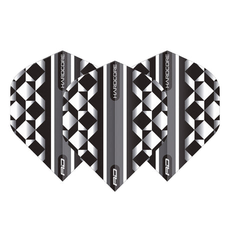 Hardcore Radical White & Black Geometric Standard Dart Flights by Red Dragon - view 2
