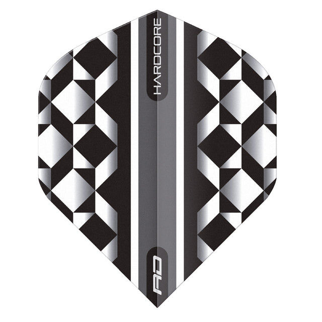 Hardcore Radical White & Black Geometric Standard Dart Flights by Red Dragon