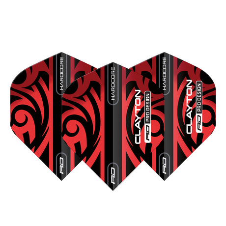 Hardcore Jonny Clayton Red & Black Tribal Standard Dart Flights by Red Dragon - view 2