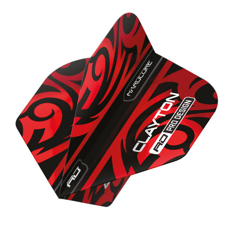 Hardcore Jonny Clayton Red & Black Tribal Standard Dart Flights by Red Dragon - view 3