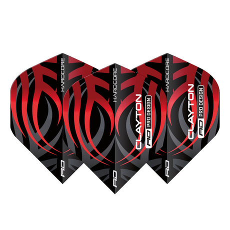Hardcore Jonny Clayton Black & Red Tribal Standard Dart Flights by Red Dragon - view 2