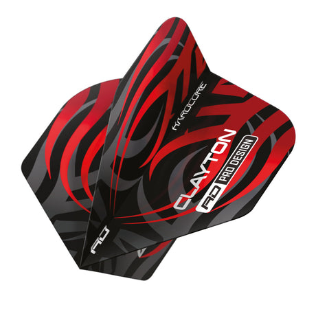 Hardcore Jonny Clayton Black & Red Tribal Standard Dart Flights by Red Dragon - view 3