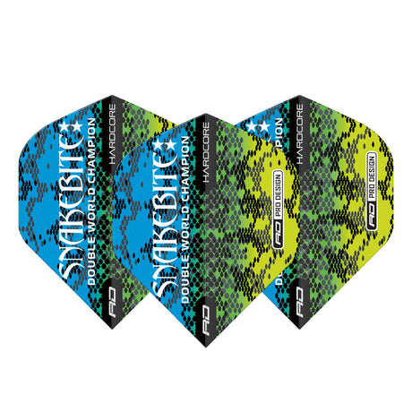 Hardcore Snakebite Multi Snakeskin Blue Standard Dart Flights by Red Dragon - view 2