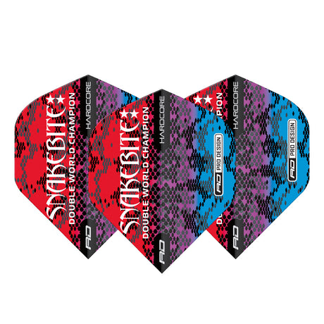 Hardcore Snakebite Multi Snakeskin Red Standard Dart Flights by Red Dragon - view 2