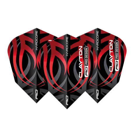 V Standard Jonny Clayton Black & Red Tribal V-Standard Dart Flights by Red Dragon - view 2