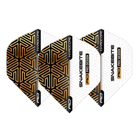 Peter Wright White & Bronze Hardcore Premium Standard Dart Flights by Red Dragon - view 2