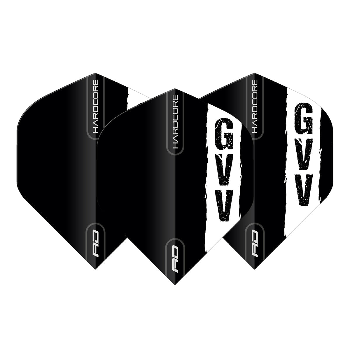 Gian van Veen Black with GVV logo Hardcore Standard Dart Flights by Red Dragon - view 2
