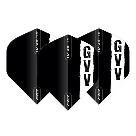 Gian van Veen Black with GVV logo Hardcore Standard Dart Flights by Red Dragon - view 2