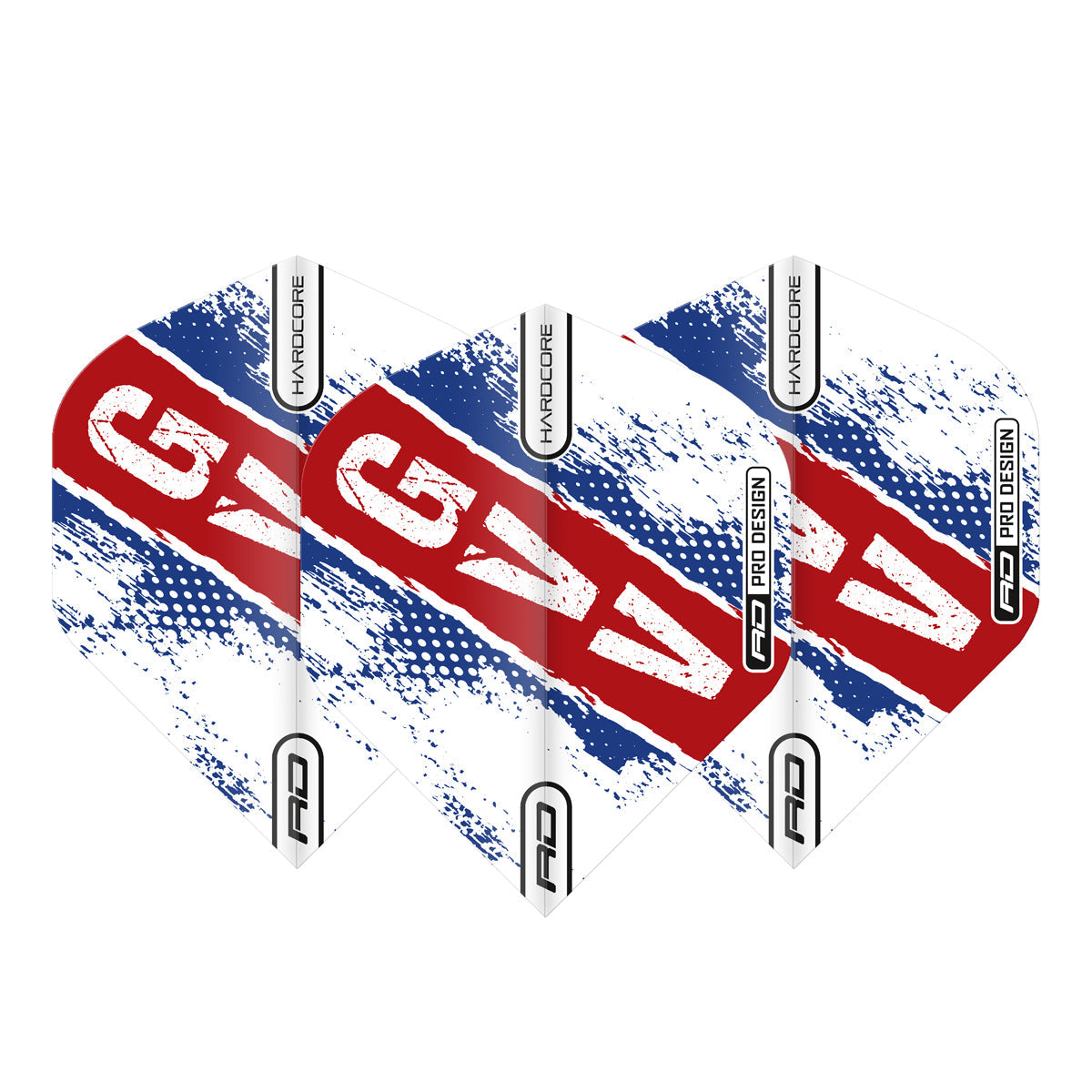 Gian van Veen Red, White and Blue Hardcore Standard Dart Flights by Red Dragon - view 2