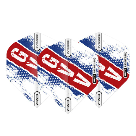 Gian van Veen Red, White and Blue Hardcore Standard Dart Flights by Red Dragon - view 2