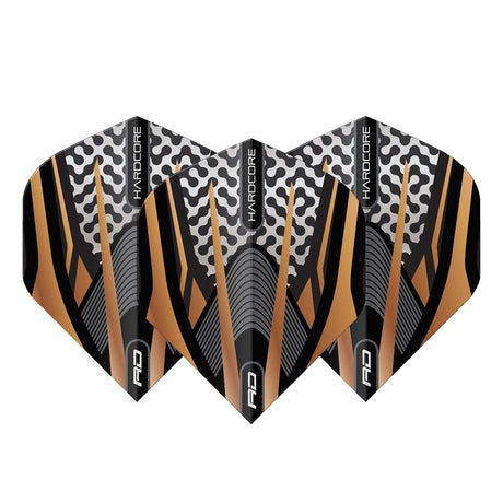 Hardcore Premium Gold, Black & Grey Standard Dart Flights by Red Dragon - view 3