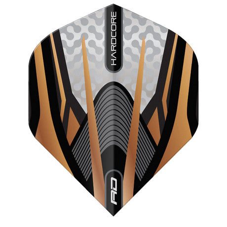 Hardcore Premium Gold, Black & White Standard Dart Flights by Red Dragon