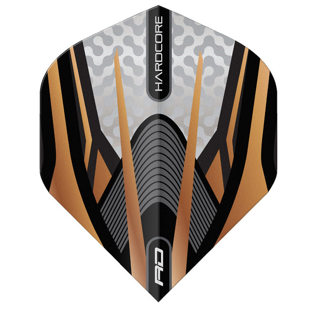 Hardcore Premium Gold, Black & White Standard Dart Flights by Red Dragon