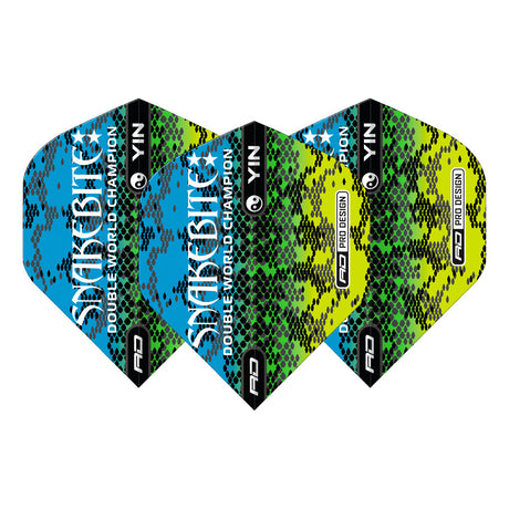 Peter Wright Green, Blue & Red Yin Yang Standard Dart Flights by Red Dragon - view 6