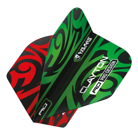 Jonny Clayton Red & Green Yin Yang Standard Dart Flights by Red Dragon - view 2