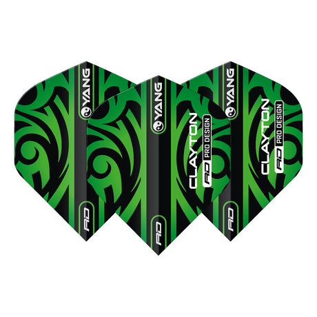 Jonny Clayton Red & Green Yin Yang Standard Dart Flights by Red Dragon - view 4