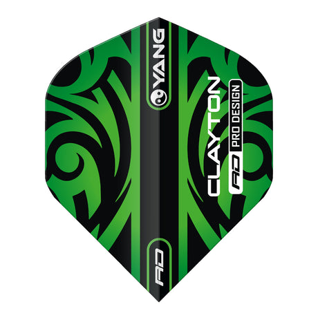 Jonny Clayton Red & Green Yin Yang Standard Dart Flights by Red Dragon - view 3