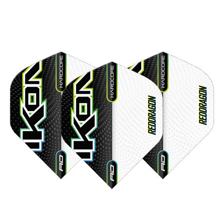 Hardcore Radical Black & White Ikon Standard Dart Flights by Red Dragon - view 3